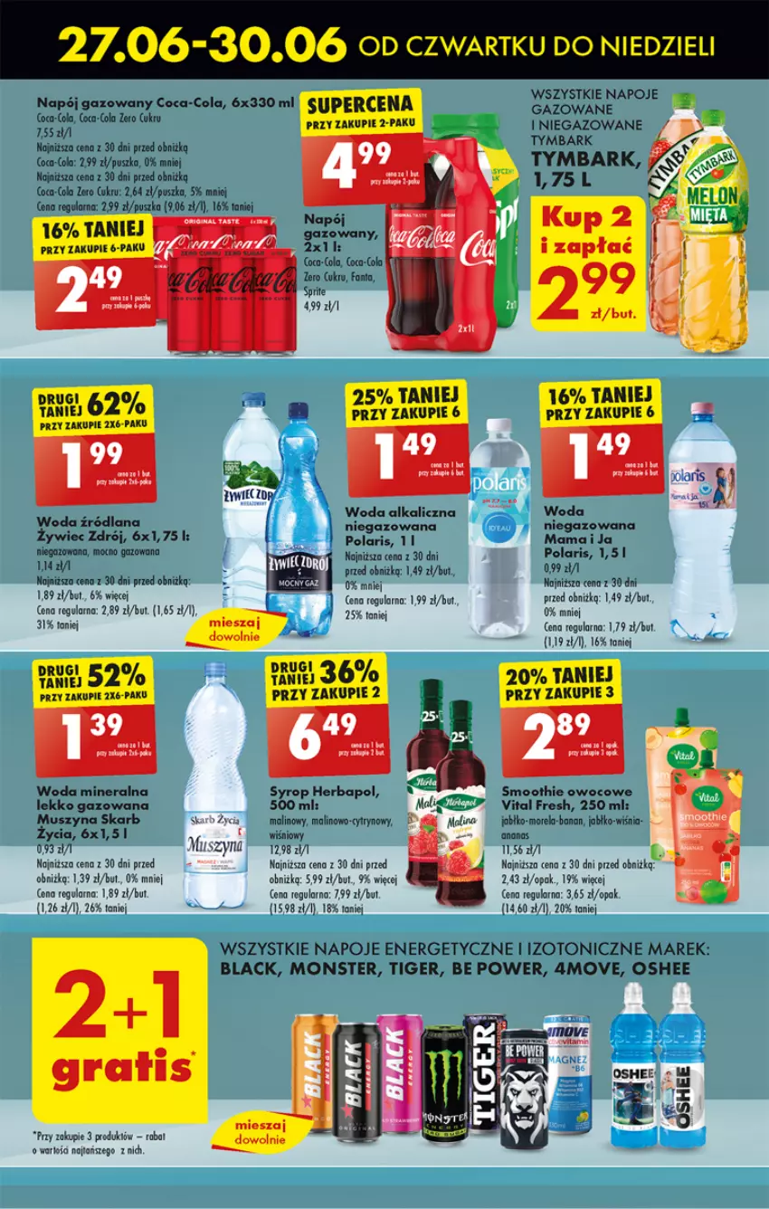 Gazetka promocyjna Biedronka - Od czwartku - ważna 27.06 do 03.07.2024 - strona 45 - produkty: Ananas, Coca-Cola, Fa, Fanta, Gra, Herbapol, Lack, LANA, Morela, Mus, Napój, Napój gazowany, Napoje, Oshee, Smoothie, Sprite, Syrop, Szyna, Tiger, Tymbark, Woda, Woda mineralna