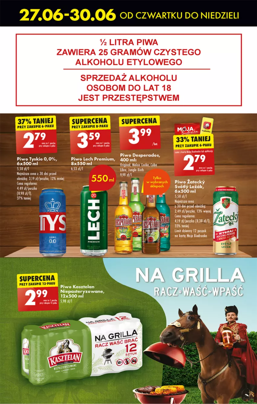 Gazetka promocyjna Biedronka - Od czwartku - ważna 27.06 do 03.07.2024 - strona 47 - produkty: Gin, Gra, Kasztelan, Koc, Lech Premium, Melon, Okap, Piwa, Piwo, Tyskie