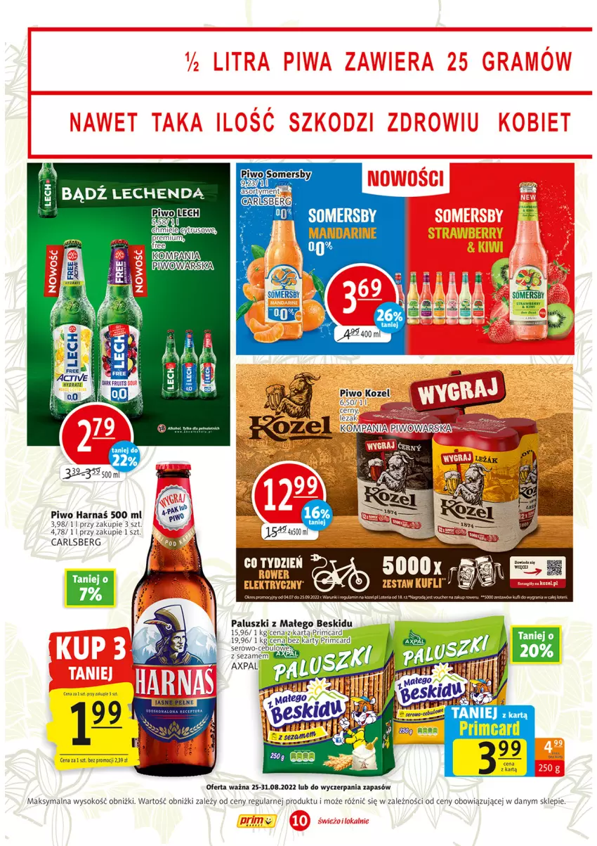 Gazetka promocyjna Prim Market - ważna 25.08 do 31.08.2022 - strona 10 - produkty: Carlsberg, Gra, Harnaś, Kozel, Piwo, Rower, Sok, Somersby