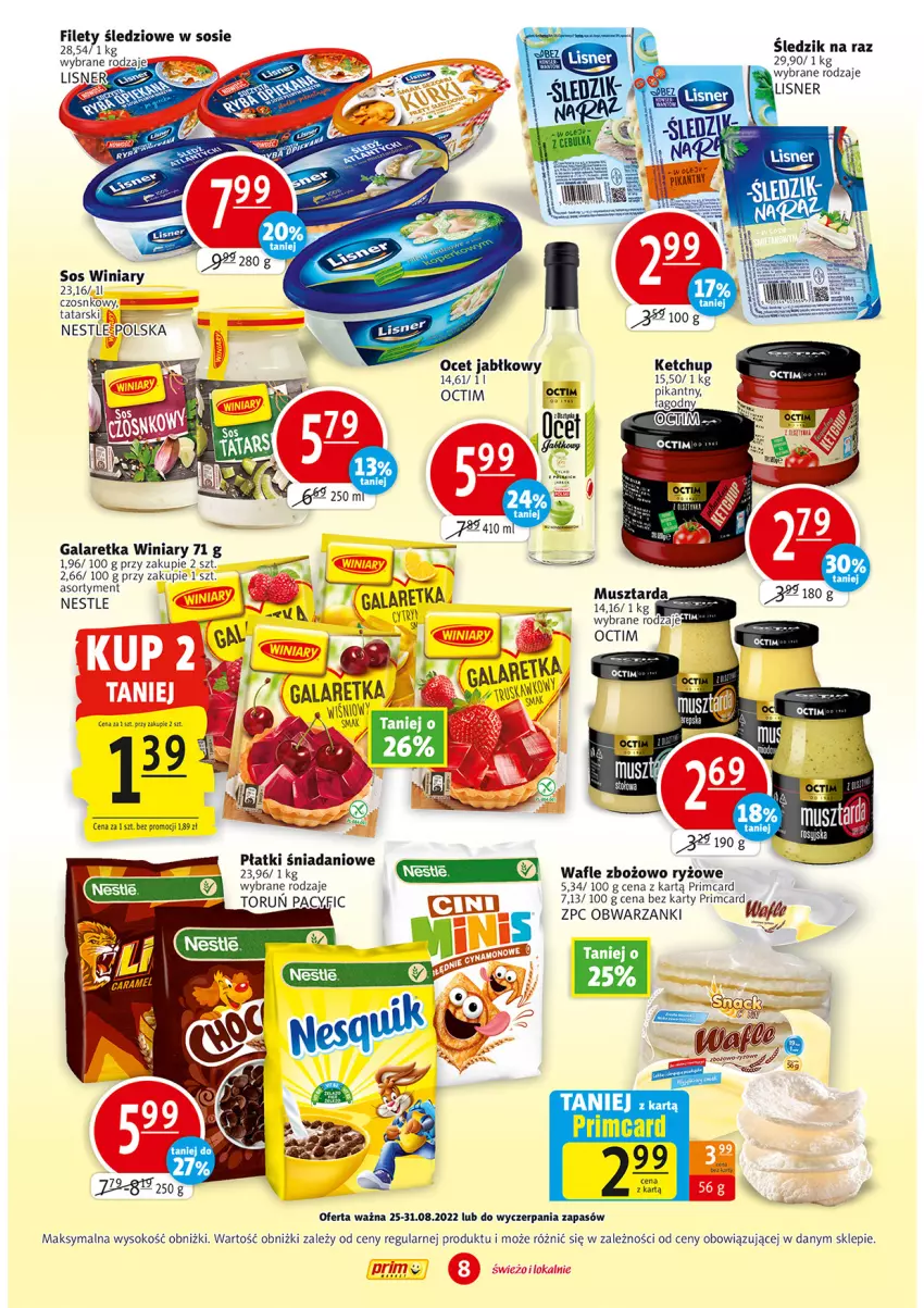 Gazetka promocyjna Prim Market - ważna 25.08 do 31.08.2022 - strona 8 - produkty: Danio, Fa, Gala, Galaretka, Ketchup, Lisner, Mafia, Ocet, Ryż, Sok, Sos, Wafle, Winiary