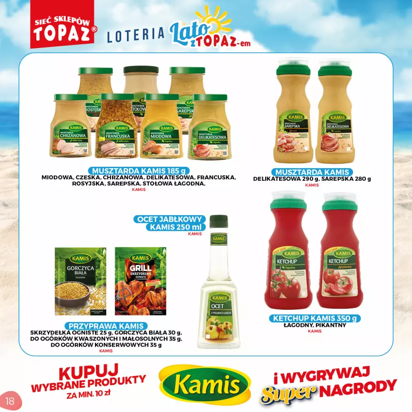 Gazetka promocyjna Topaz - Gazetka - ważna 05.07 do 05.09.2021 - strona 18 - produkty: Chrzan, Kamis, Ketchup, Mus, Musztarda, Ocet, Ser