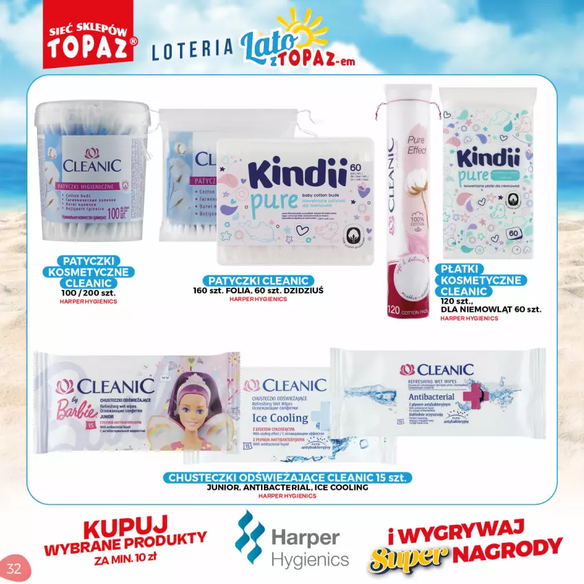 Gazetka promocyjna Topaz - Gazetka - ważna 05.07 do 05.09.2021 - strona 32 - produkty: Chusteczki, Cleanic, Gry, Kosmetyczne płatki, Patyczki kosmetyczne, Pur