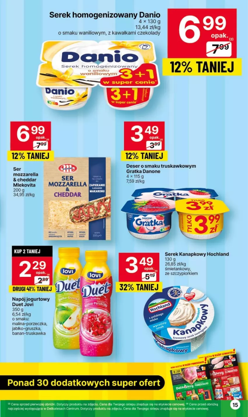 Gazetka promocyjna Delikatesy Centrum - Gazetka DC43 czw-sr - ważna 02.11 do 08.11.2023 - strona 15 - produkty: Cheddar, Danio, Danone, Deser, Gra, Hochland, Jogurt, Kawa, Mleko, Mlekovita, Napój, Napój jogurtowy, Por, Rum, Ser, Serek, Serek homogenizowany, Serek kanapkowy