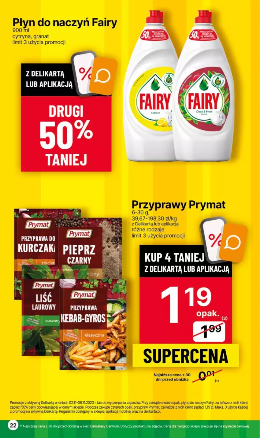 Gazetka promocyjna Delikatesy Centrum - Gazetka DC43 czw-sr - ważna 02.11 do 08.11.2023 - strona 22 - produkty: Fa, Fairy, Gra, Granat, Mobil, Prymat, Przyprawy