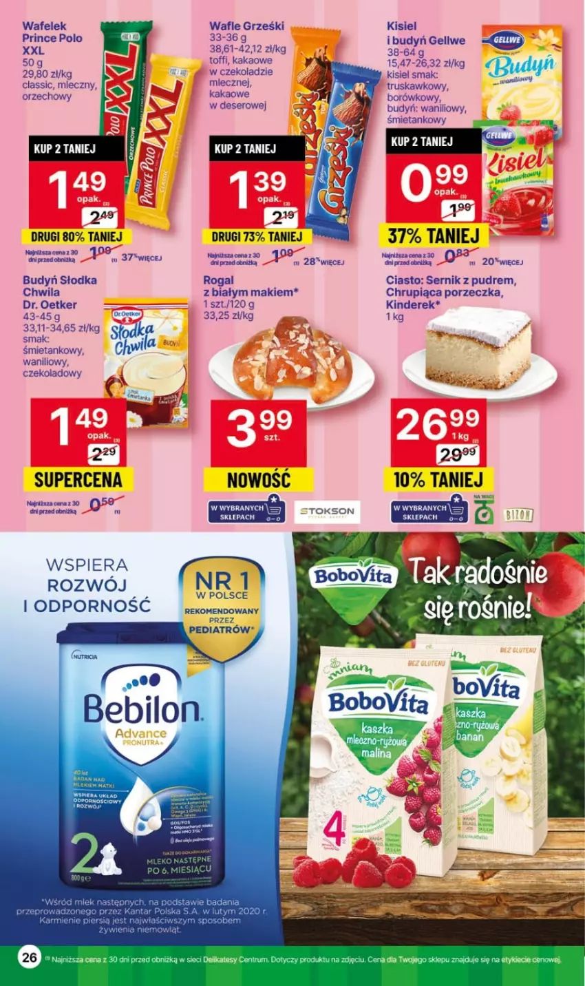 Gazetka promocyjna Delikatesy Centrum - Gazetka DC43 czw-sr - ważna 02.11 do 08.11.2023 - strona 26 - produkty: BoboVita, Budyń, Deser, Dr. Oetker, Grześki, Kakao, Kinder, Kisiel, Por, Prince Polo, Rogal, Rum, Ser, Słodka Chwila, Wafelek, Wafle