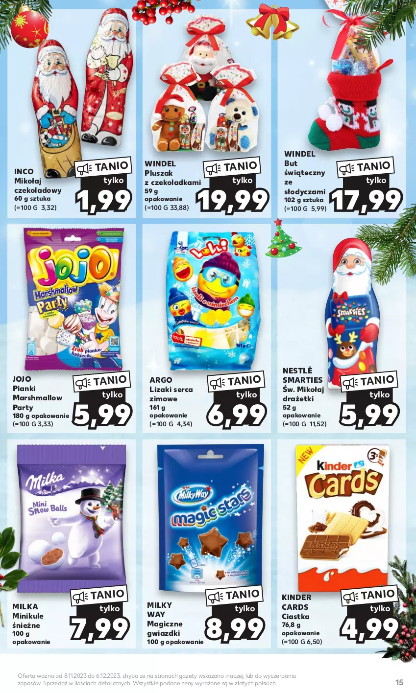 Gazetka promocyjna Kaufland - Kaufland - ważna 08.11 do 06.12.2023 - strona 15 - produkty: Ciastka, Kinder, Lizaki, Mars, Milka, Milky Way, Nestlé, Pluszak, Ser