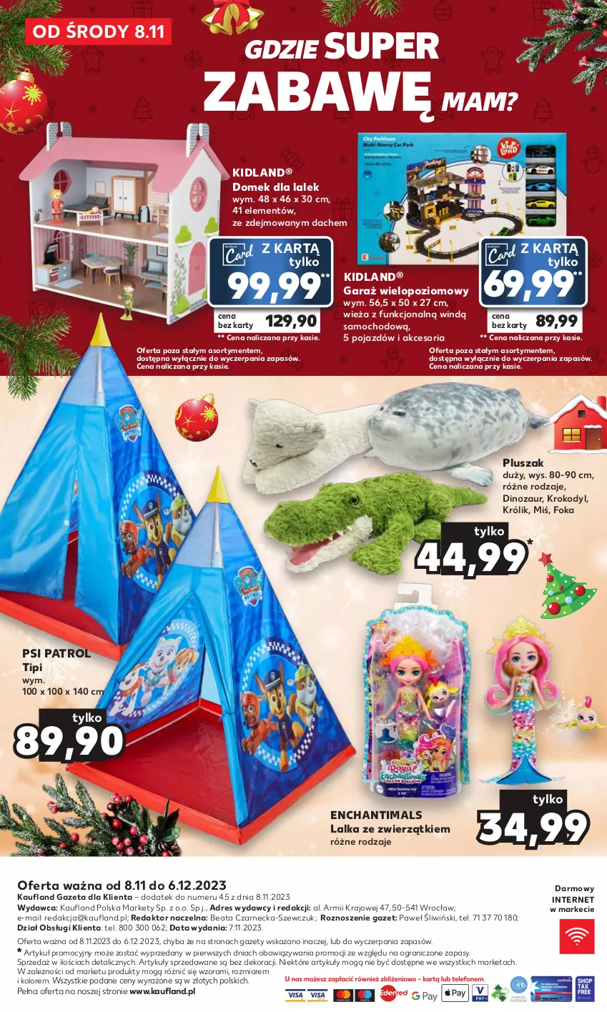 Gazetka promocyjna Kaufland - Kaufland - ważna 08.11 do 06.12.2023 - strona 16 - produkty: Dinozaur, Domek dla lalek, Dres, Enchantimals, Garaż, Gra, Królik, Lalka, Pluszak, Pojazd, Psi Patrol