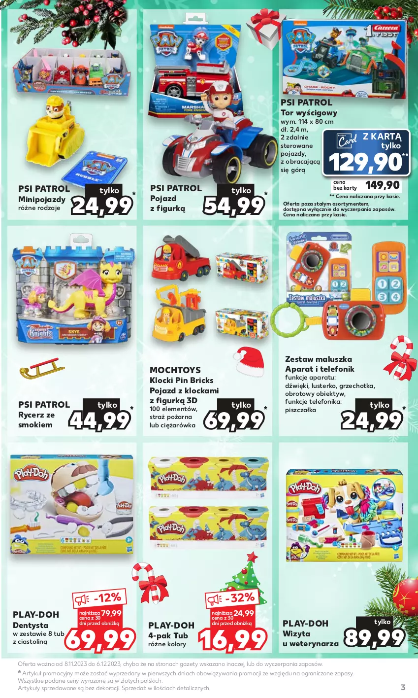 Gazetka promocyjna Kaufland - Kaufland - ważna 08.11 do 06.12.2023 - strona 3 - produkty: Dentysta, Gra, Klocki, Obiektyw, Play-Doh, Pojazd, Psi Patrol, Straż pożarna, Telefon, Tor wyścigowy