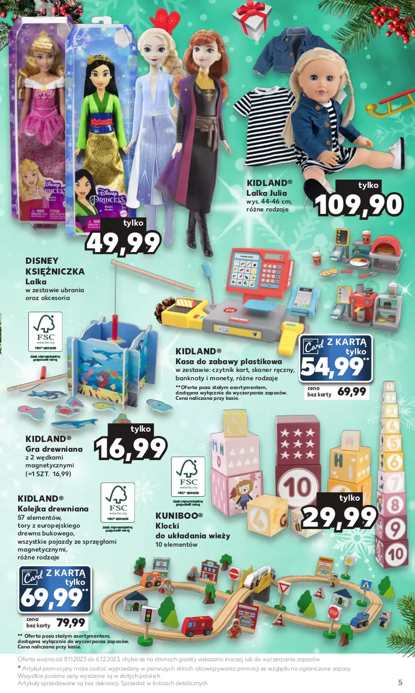 Gazetka promocyjna Kaufland - Kaufland - ważna 08.11 do 06.12.2023 - strona 5 - produkty: Disney, Gra, Klocki, Kolejka, Lalka, Olej, Pojazd, Skaner, Ubrania