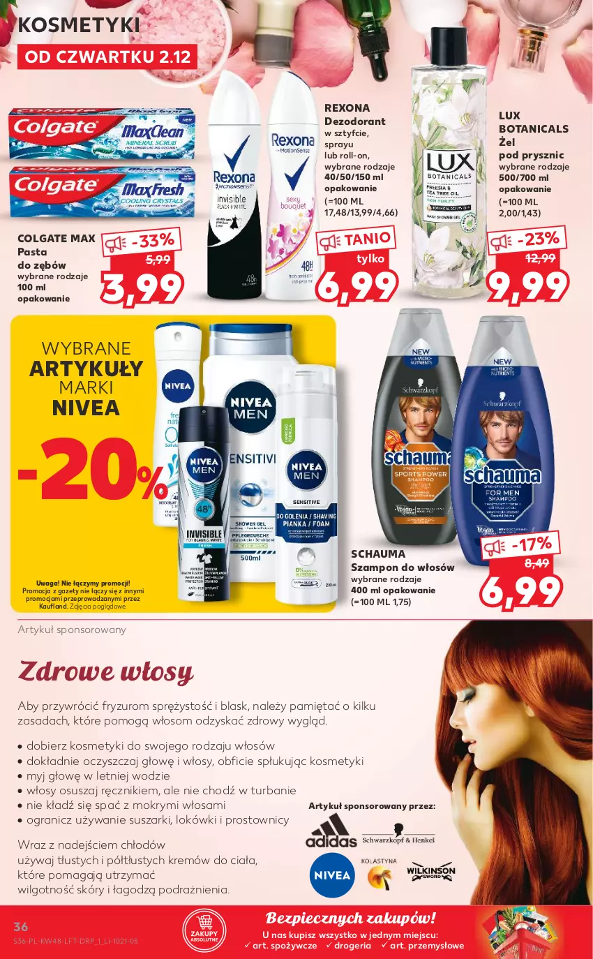 Gazetka promocyjna Kaufland - OFERTA TYGODNIA - ważna 02.12 do 08.12.2021 - strona 36 - produkty: Colgate, Dezodorant, Gra, LG, Mięta, Nivea, Pasta do zębów, Piec, Ręcznik, Rexona, Schauma, Suszarki, Szampon, Waga