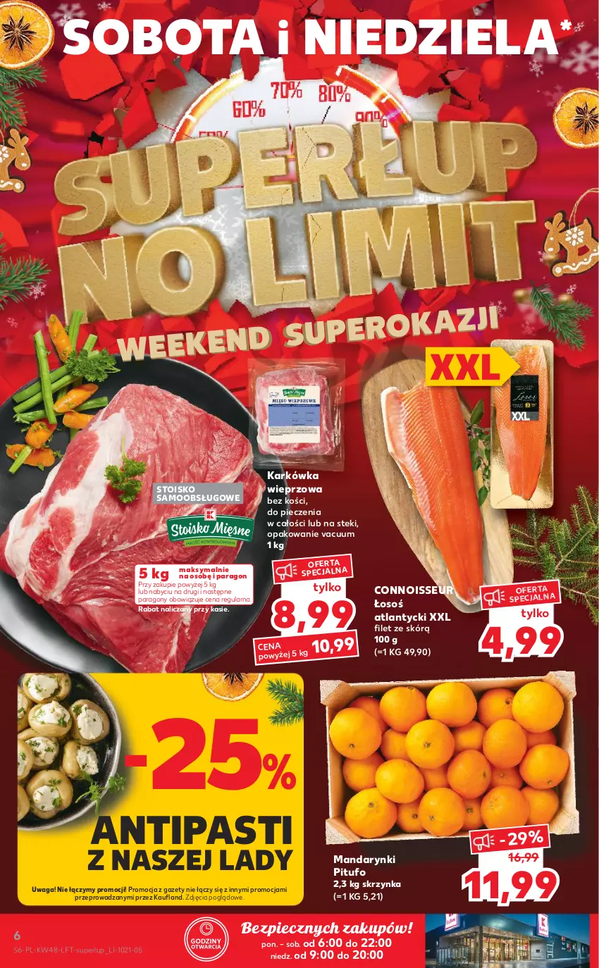 Gazetka promocyjna Kaufland - OFERTA TYGODNIA - ważna 02.12 do 08.12.2021 - strona 6 - produkty: Karkówka wieprzowa, Mandarynki, Piec, Stek, Waga