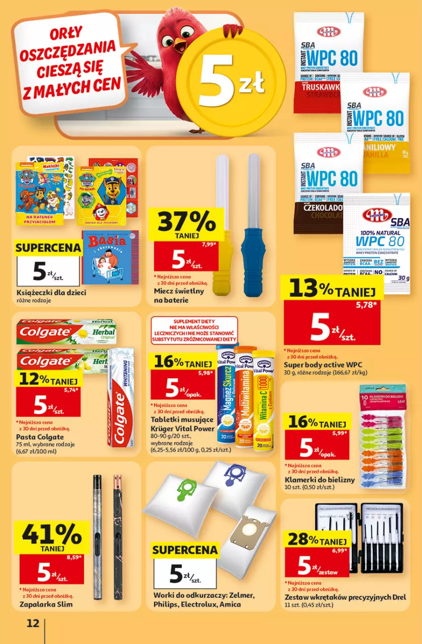Gazetka promocyjna Auchan - Gazetka 30 Lat Hipermarket Auchan - ważna 17.09 do 23.09.2026 - strona 12 - produkty: Amica, Body, Colgate, Dzieci, Electrolux, LG, Magnez, Miecz, Mus, Odkurzacz, Philips, Suplement diety, Tablet, Tabletki musujące, Wkręt, Zapalarka, Zelmer, Zestaw wkrętaków, Znicz