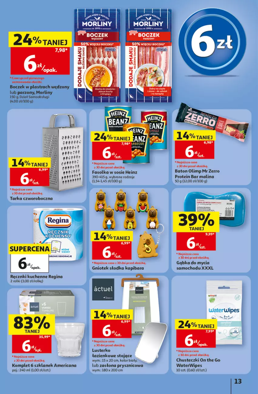 Gazetka promocyjna Auchan - Gazetka 30 Lat Hipermarket Auchan - ważna 17.09 do 23.09.2026 - strona 13 - produkty: Baton, Boczek, Chusteczki, Fa, Gin, Heinz, Morliny, Ręcznik, Ręcznik kuchenny, Rolki, Sos, Tarka, Zasłona, Zasłona prysznicowa