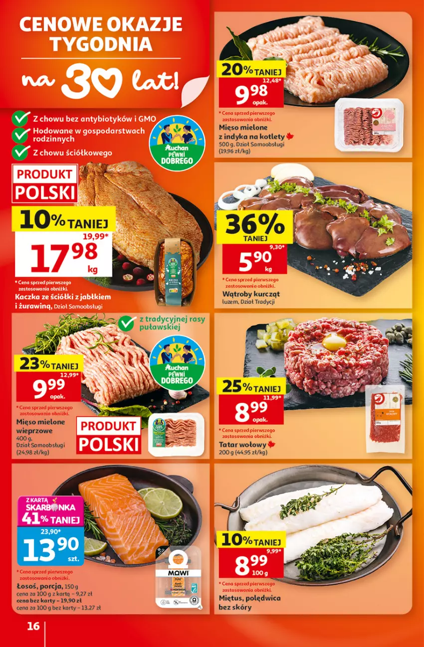 Gazetka promocyjna Auchan - Gazetka 30 Lat Hipermarket Auchan - ważna 17.09 do 23.09.2026 - strona 16 - produkty: Kotlet, Mięso, Mięso mielone, Miętus, Polędwica, Por, Tatar wołowy