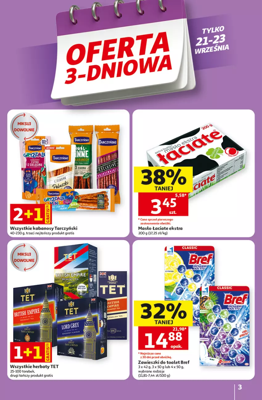 Gazetka promocyjna Auchan - Gazetka 30 Lat Hipermarket Auchan - ważna 17.09 do 23.09.2026 - strona 3 - produkty: Bref, Gra, Kabanos, Masło, Tarczyński, Zawieszki