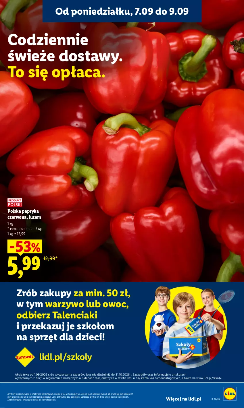 Gazetka promocyjna Lidl - Gazetka ważna od 7.09 do 9.09 - ważna 07.09 do 09.09.2026 - strona 33 - produkty: Dzieci, Papryka, Papryka czerwona