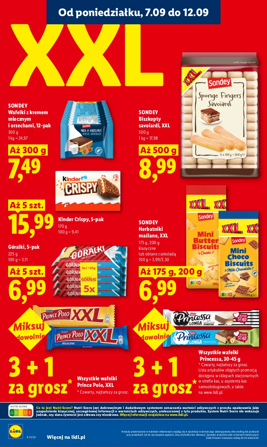 Gazetka promocyjna Lidl - Gazetka ważna od 7.09 do 9.09 - ważna 07.09 do 09.09.2026 - strona 52 - produkty: Biszkopty, Góralki, Herbatniki, Kinder, Prince Polo, Princessa