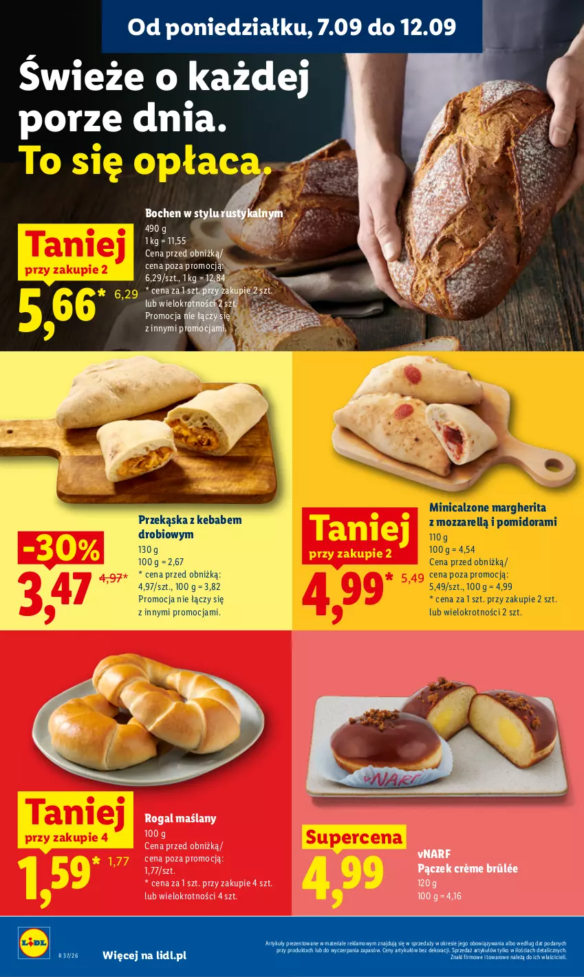 Gazetka promocyjna Lidl - Gazetka ważna od 7.09 do 9.09 - ważna 07.09 do 09.09.2026 - strona 60 - produkty: Crème brûlée, Kebab, Pączek, Por, Rogal, Rust
