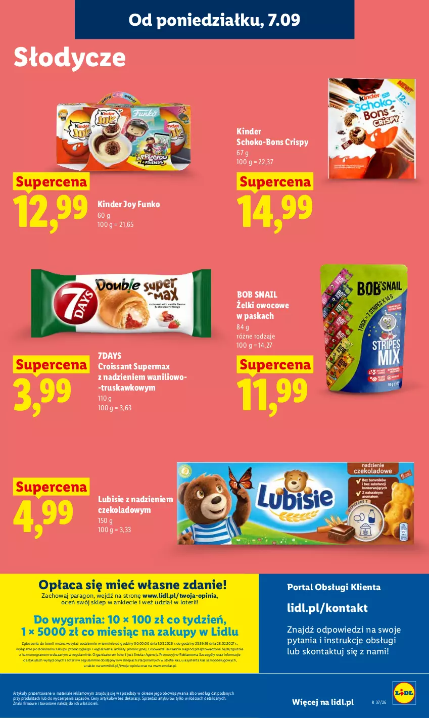 Gazetka promocyjna Lidl - Gazetka ważna od 7.09 do 9.09 - ważna 07.09 do 09.09.2026 - strona 75 - produkty: Croissant, Gra, Kinder, Laur, Lubisie, Mola, Por, Portal