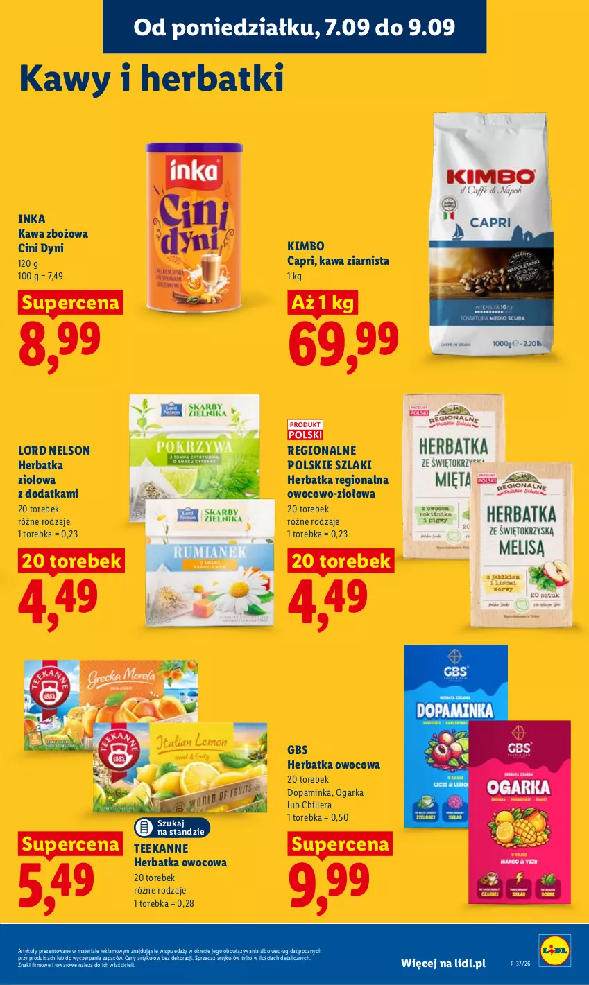 Gazetka promocyjna Lidl - Gazetka ważna od 7.09 do 9.09 - ważna 07.09 do 09.09.2026 - strona 77 - produkty: Inka, Kawa, Kawa zbożowa, Kawa ziarnista, Teekanne, Torebka