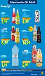 Gazetka promocyjna Lidl - Gazetka ważna od 7.09 do 9.09 - Gazetka - ważna od 09.09 do 09.09.2026 - strona 69 - produkty: Sok, Napój energetyczny, Lemoniada, Primavera, Kiwi, Napoje, LANA, Oranżada, Prima, Fanta, Woda, Napój, Imbir, HP, Fa
