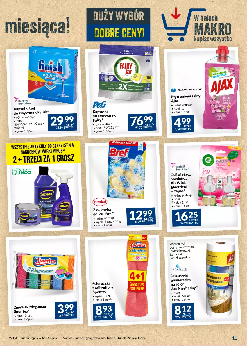 Gazetka promocyjna Makro - Najlepsze oferty - ważna 19.09 do 16.10.2023 - strona 11 - produkty: Air Wick, Ajax, Bref, Fa, Finish, Jan Niezbędny, Odświeżacz powietrza, Zawieszka do wc