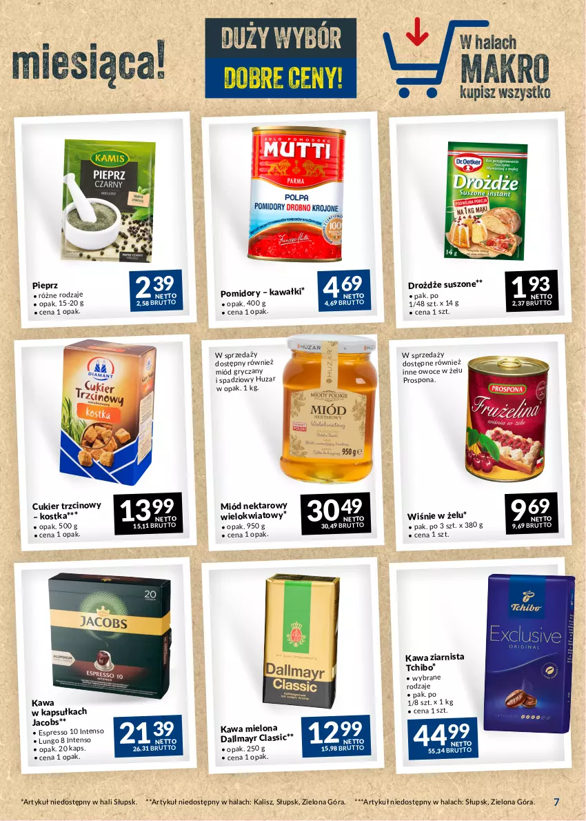 Gazetka promocyjna Makro - Najlepsze oferty - ważna 19.09 do 16.10.2023 - strona 7 - produkty: Cukier, Dallmayr, Drożdże, Gry, Jacobs, Kawa, Kawa mielona, Kawa ziarnista, Miód, Nektar, Owoce, Pieprz, Tchibo