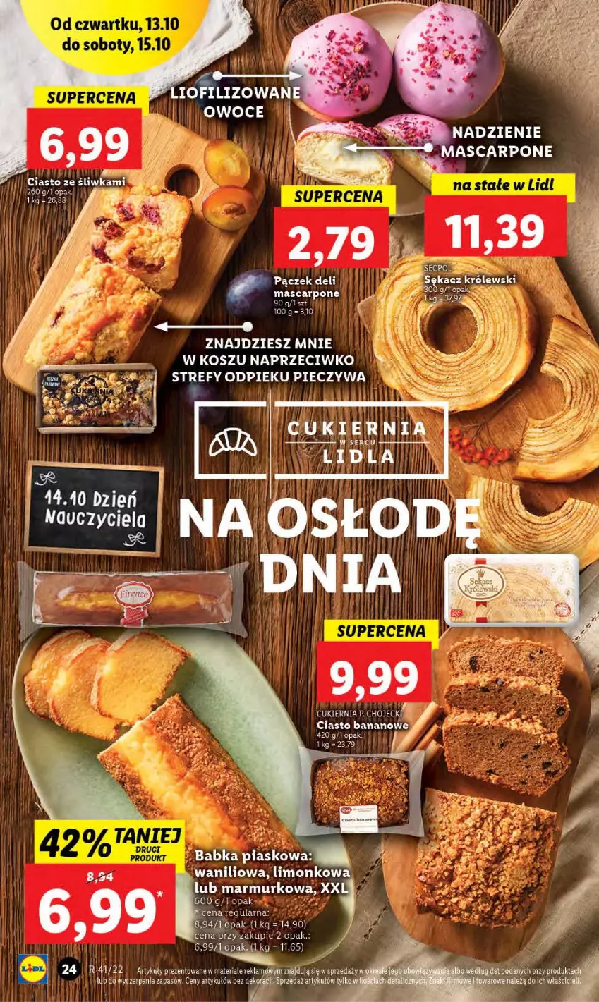 Gazetka promocyjna Lidl - GAZETKA - ważna 13.10 do 15.10.2022 - strona 24 - produkty: Cukier, Kosz, Królewski, Mascarpone, Pączek, Piec, Sękacz