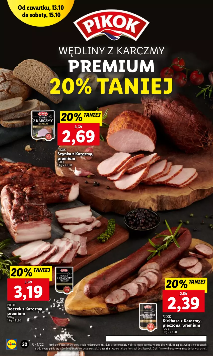 Gazetka promocyjna Lidl - GAZETKA - ważna 13.10 do 15.10.2022 - strona 32 - produkty: Boczek, Kiełbasa, Piec, PIKOK, Szynka