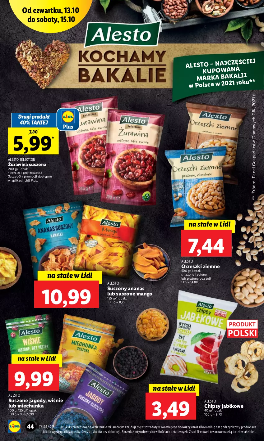 Gazetka promocyjna Lidl - GAZETKA - ważna 13.10 do 15.10.2022 - strona 44 - produkty: Ananas, Chipsy, Jagody, Mango, Orzeszki, Orzeszki ziemne