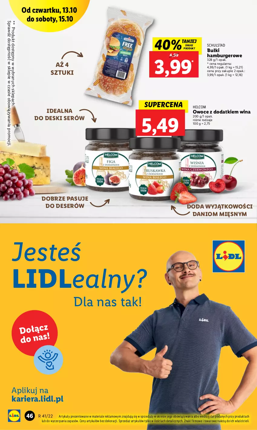 Gazetka promocyjna Lidl - GAZETKA - ważna 13.10 do 15.10.2022 - strona 46 - produkty: Burger, Danio, Deser, Hamburger, HELCOM, Owoce, Ser