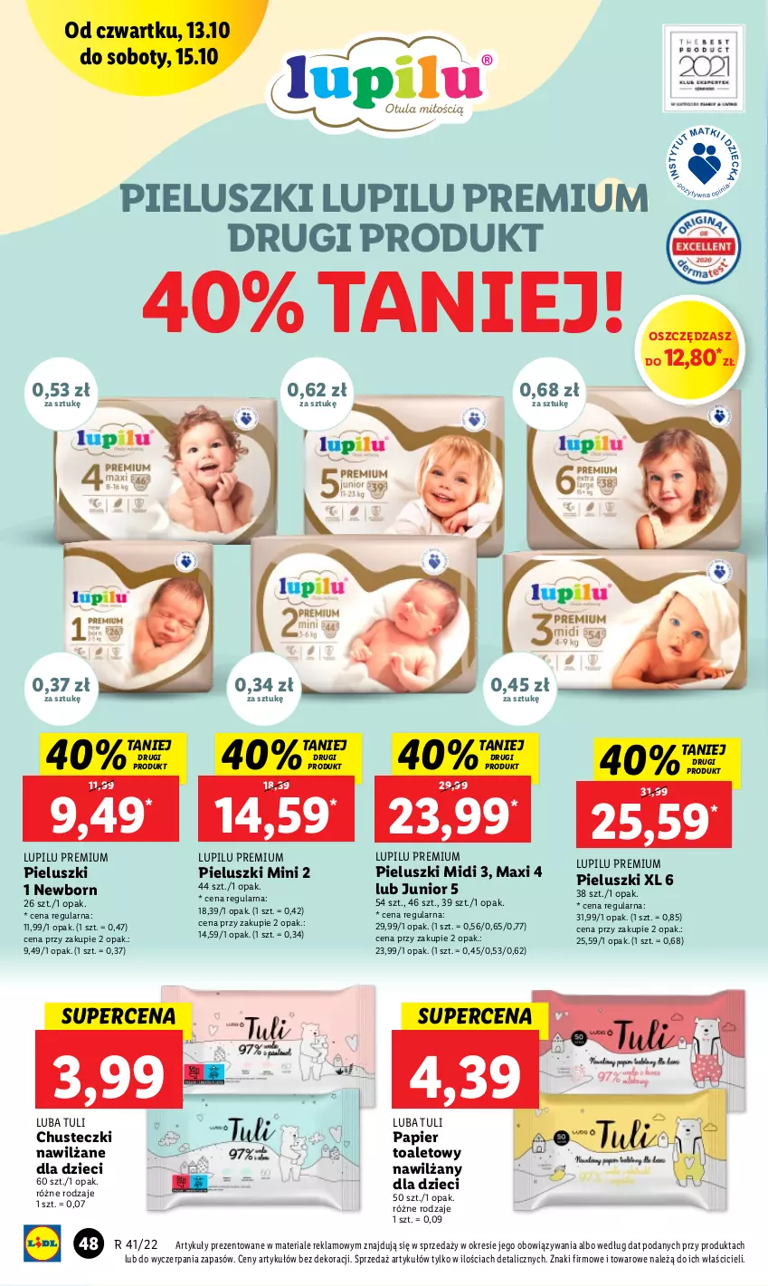 Gazetka promocyjna Lidl - GAZETKA - ważna 13.10 do 15.10.2022 - strona 48 - produkty: Chusteczki, Dzieci, Papier, Papier toaletowy