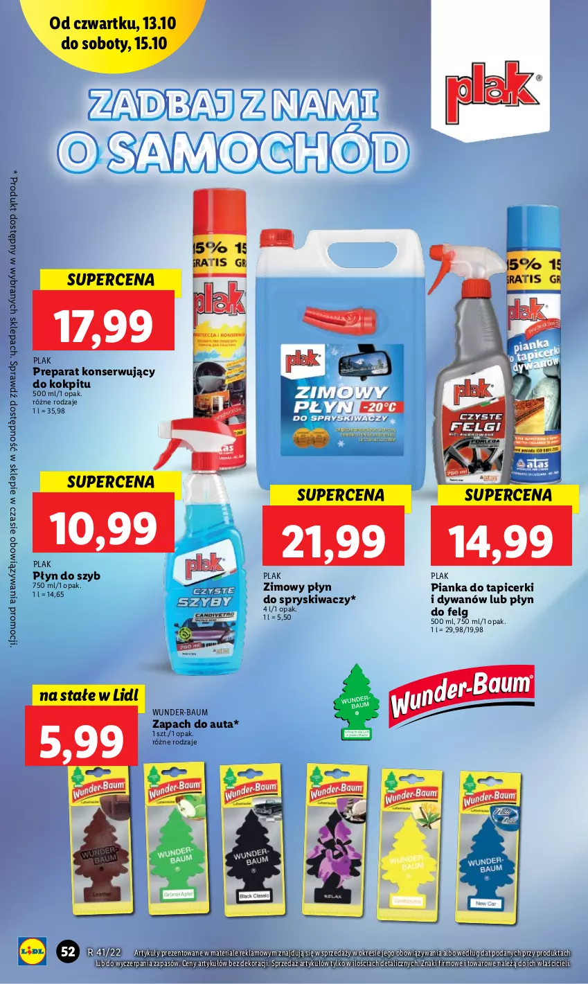 Gazetka promocyjna Lidl - GAZETKA - ważna 13.10 do 15.10.2022 - strona 52 - produkty: Dywan, LG, Płyn do spryskiwaczy, Płyn do szyb, Samochód, Ser