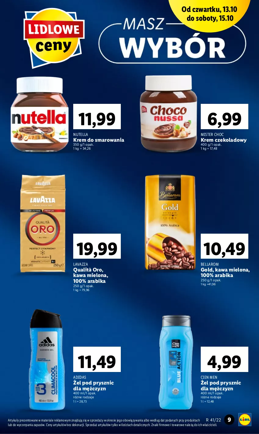 Gazetka promocyjna Lidl - GAZETKA - ważna 13.10 do 15.10.2022 - strona 9 - produkty: Adidas, Bell, Bella, Kawa, Kawa mielona, Lavazza, Nutella