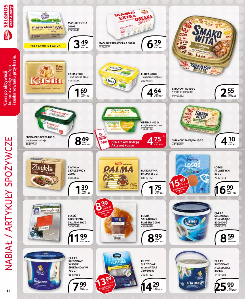 Gazetka promocyjna Selgros - Extra Oferta - ważna 01.03 do 31.03.2021 - strona 12 - produkty: Artykuły spożywcze, Flora, Kasia, LG, Margaryna, Masło, Matjas, Optima, Palma, Sałat, Smakowita, Sos