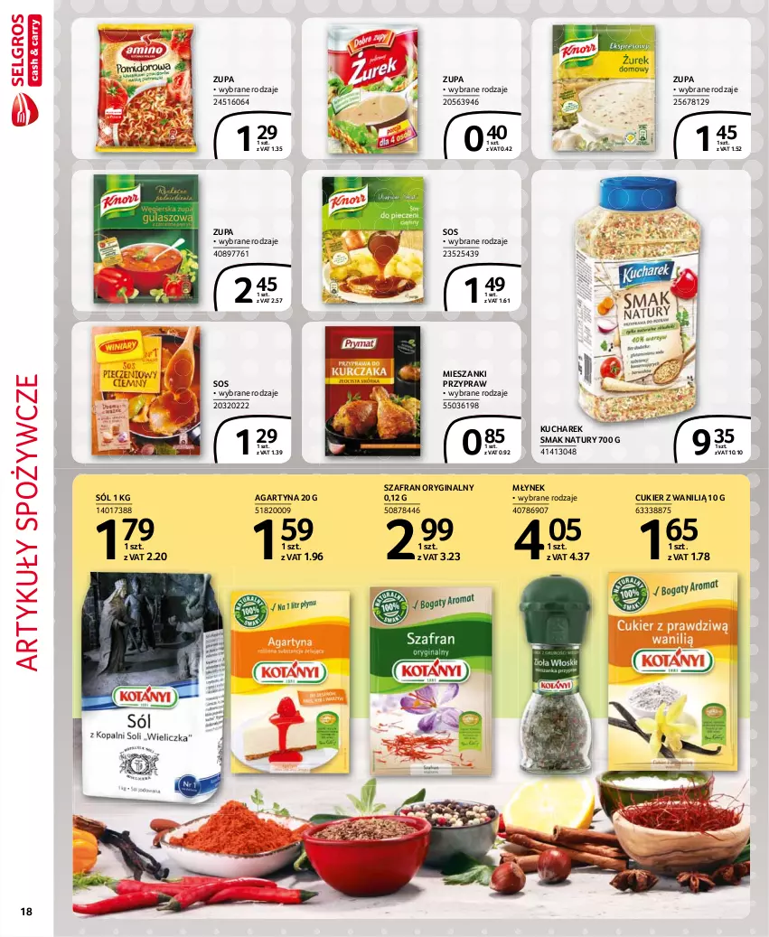 Gazetka promocyjna Selgros - Extra Oferta - ważna 01.03 do 31.03.2021 - strona 18 - produkty: Artykuły spożywcze, Cukier, Gin, Kucharek, Młynek, Sól, Sos, Szafran, Zupa