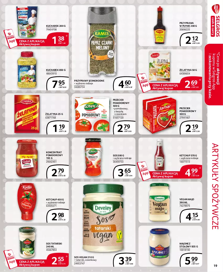 Gazetka promocyjna Selgros - Extra Oferta - ważna 01.03 do 31.03.2021 - strona 19 - produkty: Artykuły spożywcze, Bazyl, Ketchup, Koncentrat pomidorowy, Kucharek, LG, Majonez, Przyprawa w płynie, Przyprawy, Sos