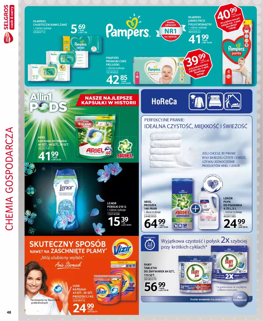 Gazetka promocyjna Selgros - Extra Oferta - ważna 01.03 do 31.03.2021 - strona 48 - produkty: Ariel, Chusteczki, Fa, Fairy, Kapsułki do prania, Lenor, Majtki, Pampers, Pieluchomajtki, Płyn do płukania, Por, Tablet, Vizir