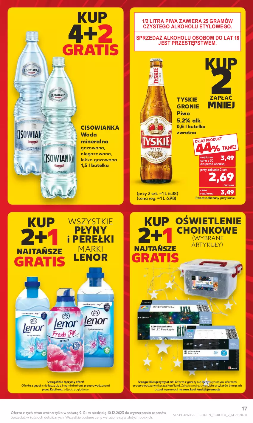 Gazetka promocyjna Kaufland - Gazetka tygodnia - ważna 07.12 do 13.12.2023 - strona 17 - produkty: Cisowianka, Gra, Lenor, Piwa, Piwo, Tyskie, Waga, Woda, Woda mineralna