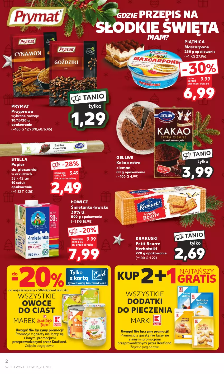 Gazetka promocyjna Kaufland - Gazetka tygodnia - ważna 07.12 do 13.12.2023 - strona 2 - produkty: Gra, Herbatniki, Kakao, Krakus, Krakuski, Mascarpone, Owoce, Papier, Papier do pieczenia, Piątnica, Piec, Prymat, Waga