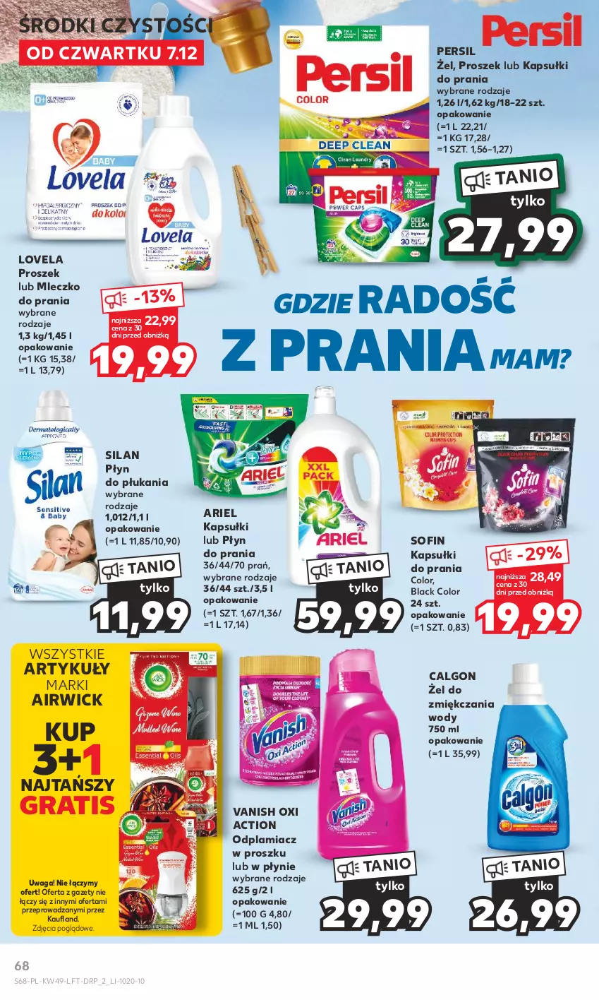 Gazetka promocyjna Kaufland - Gazetka tygodnia - ważna 07.12 do 13.12.2023 - strona 68 - produkty: Ariel, Calgon, Gra, Kapsułki do prania, Lack, LG, Lovela, Mleczko, Mleczko do prania, Odplamiacz, Persil, Płyn do płukania, Płyn do prania, Silan, Vanish, Waga