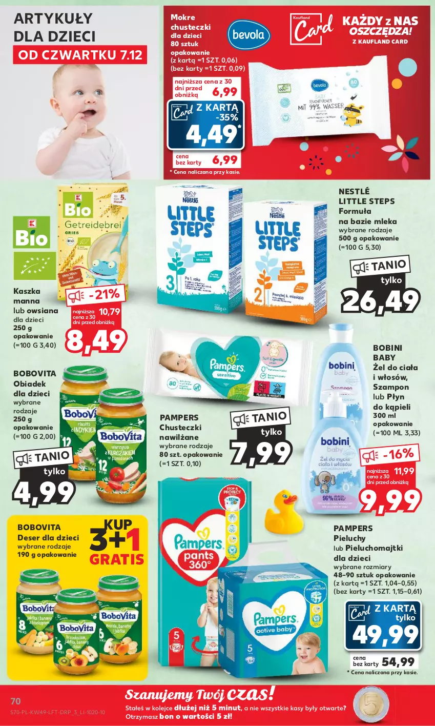 Gazetka promocyjna Kaufland - Gazetka tygodnia - ważna 07.12 do 13.12.2023 - strona 70 - produkty: BoboVita, Chusteczki, Deser, Dzieci, Gra, Majtki, Nestlé, Olej, Pampers, Pieluchomajtki, Pieluchy, Płyn do kąpieli, Ser, Szampon