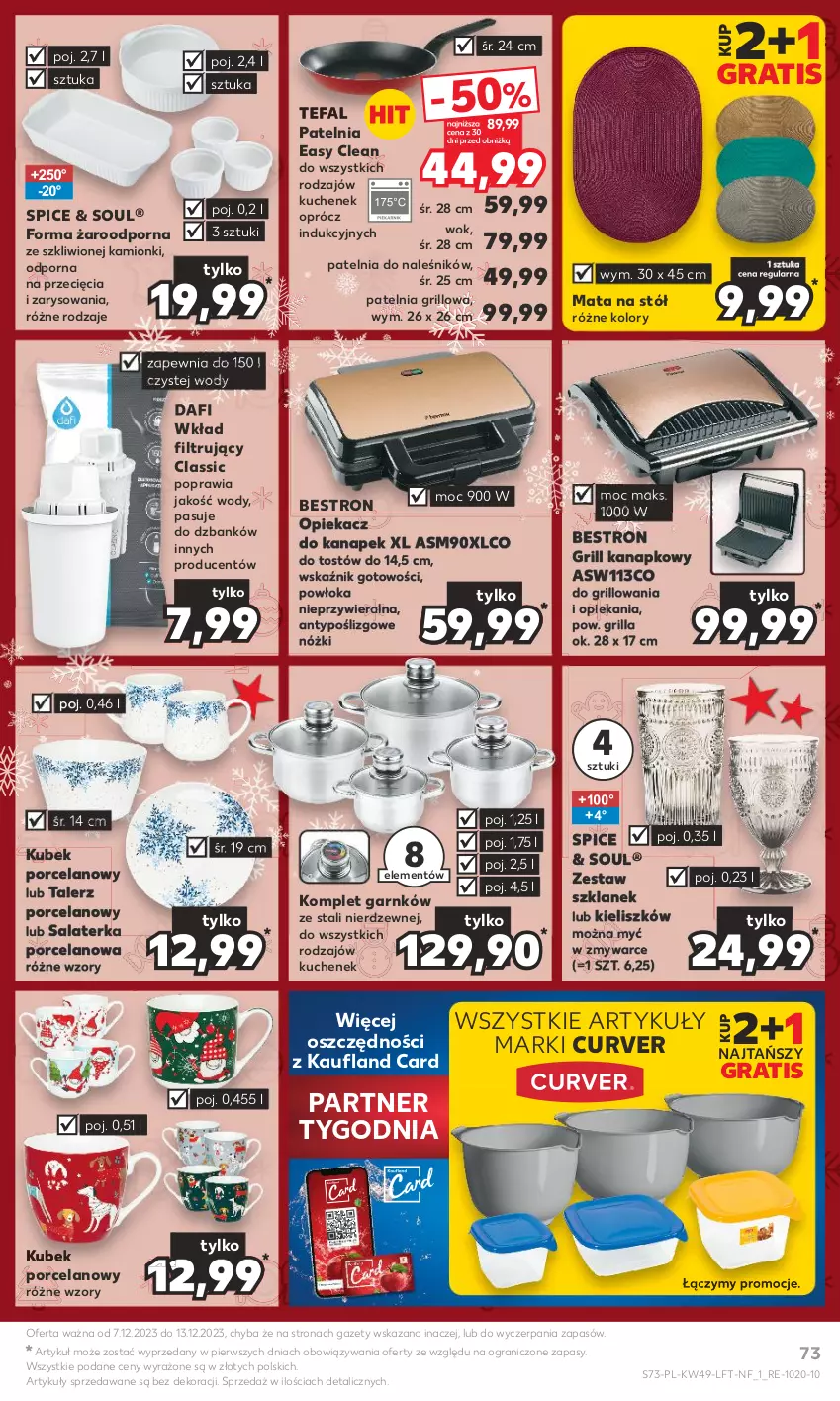 Gazetka promocyjna Kaufland - Gazetka tygodnia - ważna 07.12 do 13.12.2023 - strona 73 - produkty: Fa, Gra, Grill, Kubek, Opiekacz do kanapek, Patelnia, Patelnia grillowa, Por, Salaterka, Stół, Talerz, Tefal, Wkład filtrujący