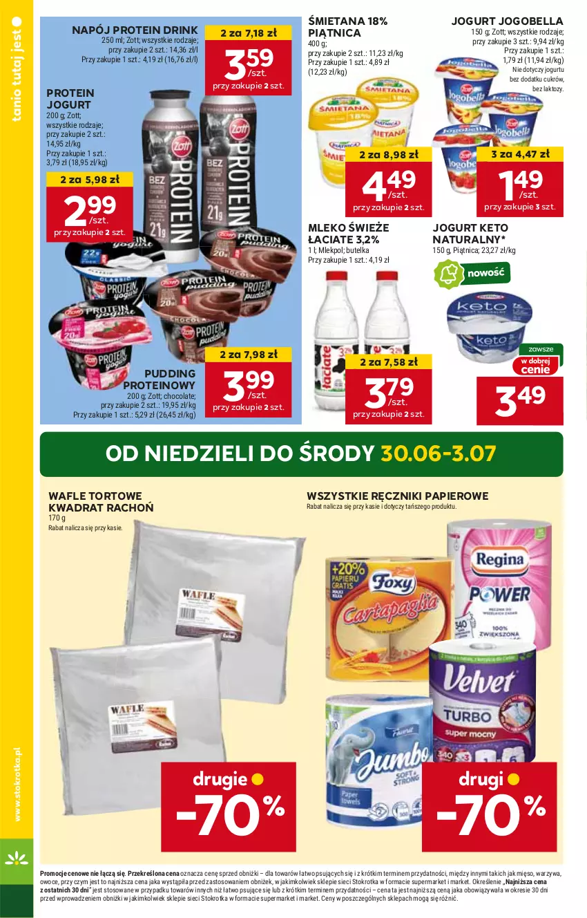 Gazetka promocyjna Stokrotka - Market - ważna 27.06 do 03.07.2024 - strona 4 - produkty: Bell, Bella, HP, Jogobella, Jogurt, Mleko, Napój, Papier, Piątnica, Pudding, Ręcznik, Ręczniki papierowe, Wafle, Wafle tortowe