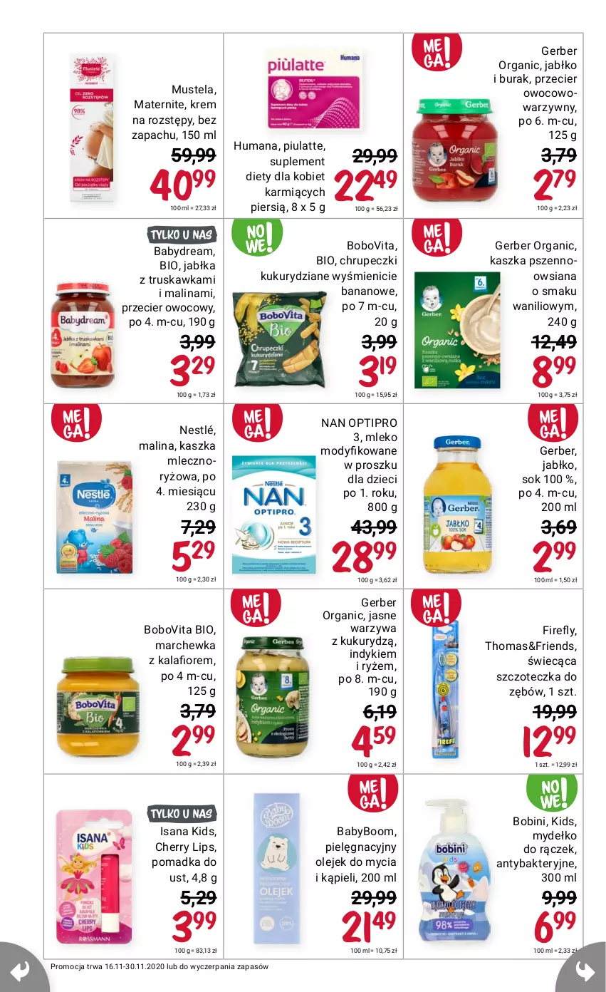 Gazetka promocyjna Rossmann - 16 Listopad - ważna 16.11 do 30.11.2021 - strona 10 - produkty: Babydream, BoboVita, Gerber, Humana, Isana, Mus, Mustela, NAN Optipro, Nestlé, Sok, Suplement diety