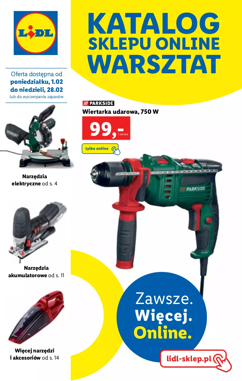 Gazetka promocyjna Lidl - KATALOG SKLEPU ONLINE - ważna 01.02 do 28.02.2021 - strona 1 - produkty: Akumulator, Tarka, Wiertarka, Wiertarka udarowa