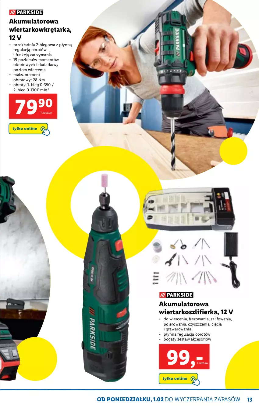 Gazetka promocyjna Lidl - KATALOG SKLEPU ONLINE - ważna 01.02 do 28.02.2021 - strona 13 - produkty: Akumulator, Akumulatorowa wiertarkowkrętark, Gra, Kosz, Szlifierka, Tarka, Wiertarkowkrętarka, Wkręt, Wkrętarka