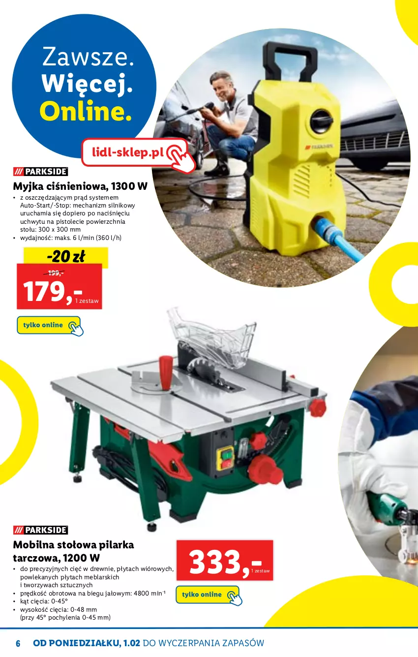 Gazetka promocyjna Lidl - KATALOG SKLEPU ONLINE - ważna 01.02 do 28.02.2021 - strona 6 - produkty: Mobil, Myjka ciśnieniowa, Pilarka tarczowa, Płyta, Sok, Top