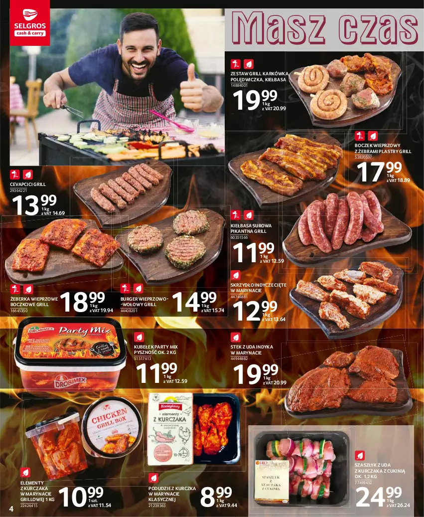 Gazetka promocyjna Selgros - Katalog Grill - ważna 15.04 do 28.04.2021 - strona 4 - produkty: Boczek, Boczek wieprzowy, Burger, Grill, Kiełbasa, Kurczak, Stek