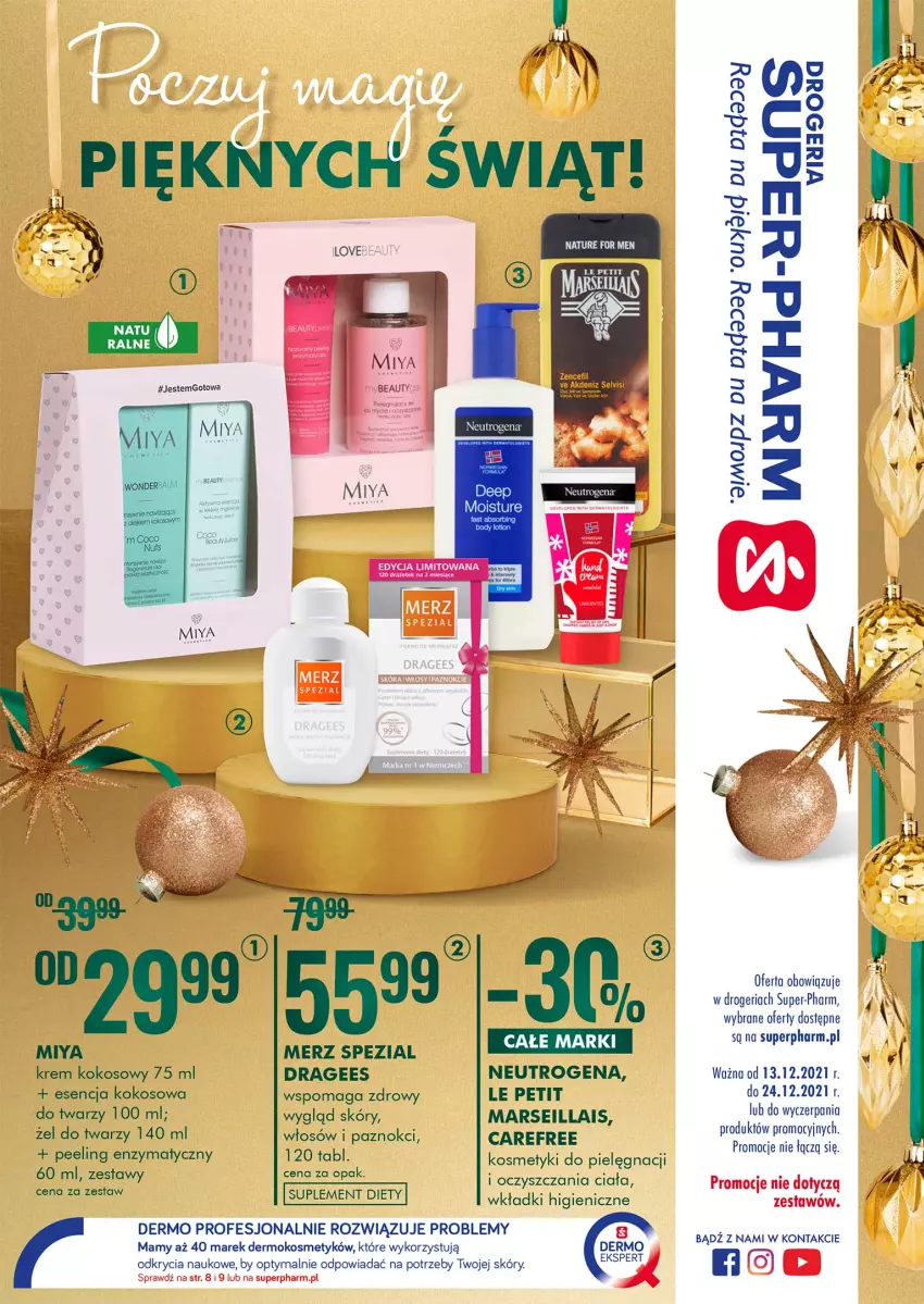 Gazetka promocyjna Super Pharm - Gazetka - ważna 13.12 do 24.12.2021 - strona 1 - produkty: Carefree, Kokos, Kosmetyki do pielęgnacji, LG, Mars, Merz Spezial, Neutrogena, Peeling, Suplement diety, Wkładki